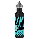 Aqua, zwart, witte zebrastripes waterfles (Rechts)
