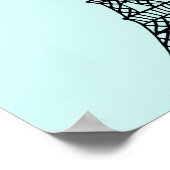 Aqua Zwarte Eiffeltoren Muur Kunst Poster Print (Hoek)