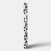 Aqua Zwarte Luipaard Dierenprint met Monogram Case-Mate iPhone Case (Achterkant / Links)