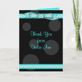 Aqua Zwarte Stippen Lint Bat Mitzvah Dankjewelkaar Bedankkaart (Voorkant)