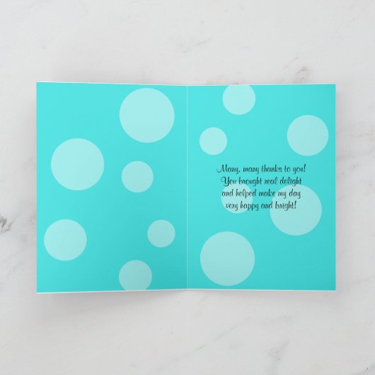 Aqua Zwarte Stippen Lint Bat Mitzvah Dankjewelkaar Bedankkaart (Binnen)