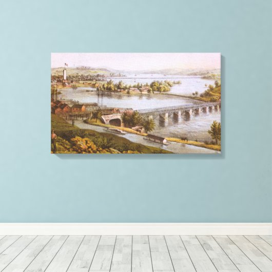 aquaduct van Georgetown Map (1865) Canvas Afdruk (Insitu (Houten vloer))