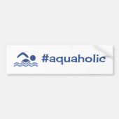 Aquaholic grappig zwemmen blauw op wit bumpersticker (Voorkant)