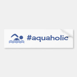 Aquaholic grappig zwemmen blauw op wit bumpersticker