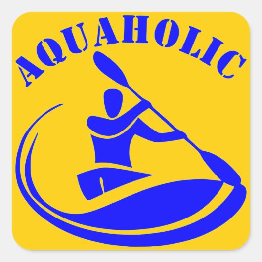 Aquaholic Kayak Guy Vierkante Sticker (Voorkant)