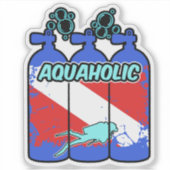 Aquaholic Scuba Diving Sticker (Voorkant)