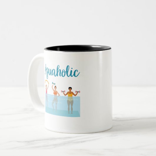 Aquaholic Water Aerobics Waterobics Vrouwen Tweekleurige Koffiemok (Voorkant links)