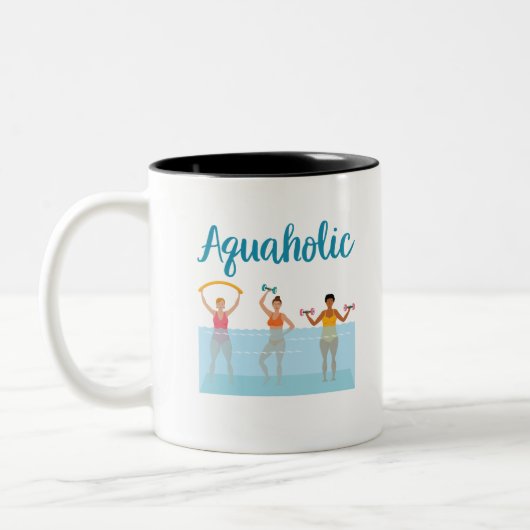 Aquaholic Water Aerobics Waterobics Vrouwen Tweekleurige Koffiemok (Links)