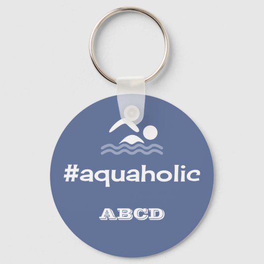 Aquaholic zwemslogan gepersonaliseerde initialen sleutelhanger (Voorkant)