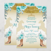 Aqual Blauwgroen Turquoise1 Horse & Boots Quincean Kaart (Voorkant / Achterkant)