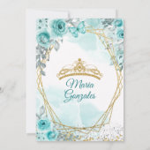 Aqual Blauwgroen Turquoise2 Mis Quince Invitation Kaart (Achterkant)