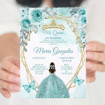 Aqual Blauwgroen Turquoise3 Butterfly & Roos Mis Q Kaart<br><div class="desc">Aqual Blauwgroen Turquoise3 Butterfly & Roos Mis Quince Invitation Mis Quince Anos,  15e verjaardag</div>