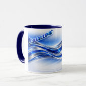 Aqualume Flow – Blue Silver Wave Energy Mok (Voorkant links)
