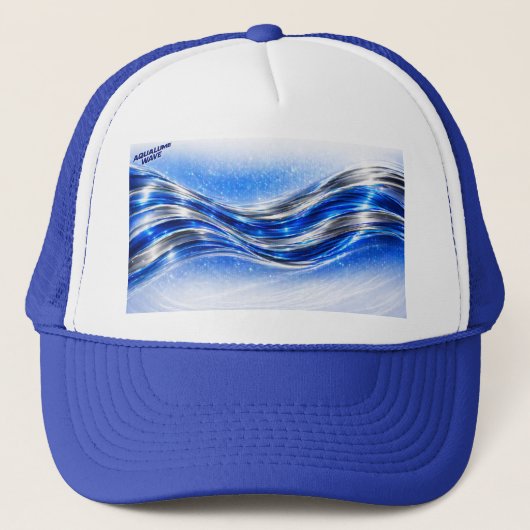 Aqualume Flow - Blue Silver Wave Energy Mok Trucker Pet (Voorkant)