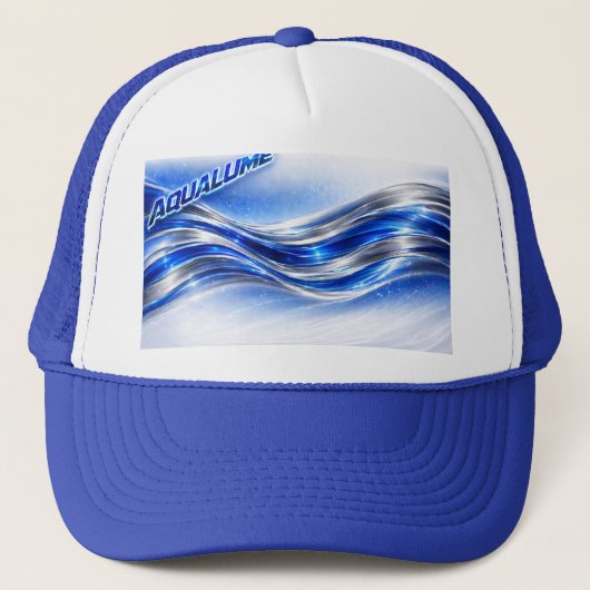 Aqualume Flow - Blue Silver Wave Energy Mok Trucker Pet (Voorkant)