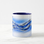 Aqualume Flow  – Blue Silver Wave Energy Mug Mok (Midden)
