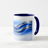 Aqualume Flow  – Blue Silver Wave Energy Mug Mok (Voorkant rechts)