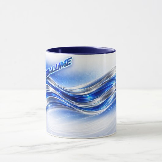 Aqualume Flow  – Blue Silver Wave Energy Mug Mok (Midden)