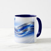 Aqualume Flow  – Blue Silver Wave Energy Mug Mok (Voorkant rechts)