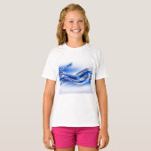 Aqualume Flow Shirt – Blauwe Zilveren Golf Energie (Voorkant volledig)