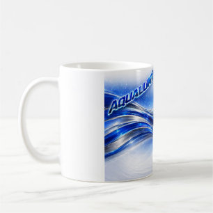 Aqualume Flow Shirt – Blauwe Zilveren Golf Energie Koffiemok