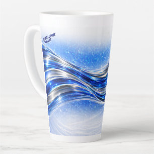 Aqualume Flow Shirt – Blauwe Zilveren Golf Energie Latte Mok