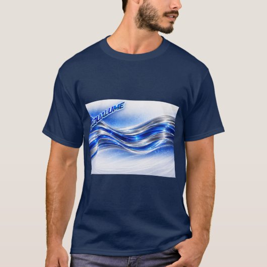 Aqualume Flow Shirt – Blue Silver Wave Energy Desi (Voorkant)
