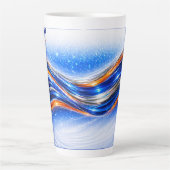 Aqualume Wave Mok – Blauw Oranje Abstracte Stroom (Voorkant)