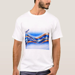 Aqualume Wave Shirt – Blauw Oranje Abstracte Stroo