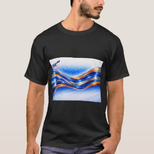 Aqualume Wave Shirt – Blauw Oranje Abstracte Stroo