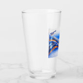 Aqualume Wave Shirt – Blauw Oranje Abstracte Stroo Glas (Rechts)