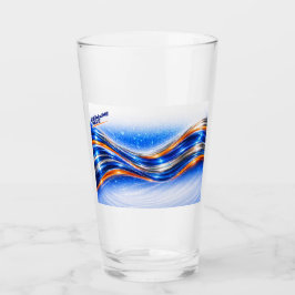 Aqualume Wave Shirt – Blauw Oranje Abstracte Stroo Glas
