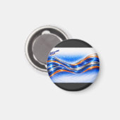 Aqualume Wave Shirt – Blauw Oranje Abstracte Stroo Magneet (Voorkant / Achterkant)