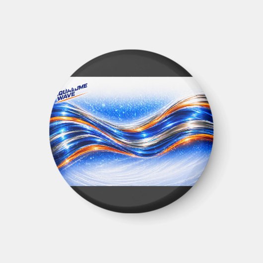 Aqualume Wave Shirt – Blauw Oranje Abstracte Stroo Magneet (Voorkant)