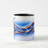 Aqualume Wave Shirt – Blauw Oranje Abstracte Stroo Mok (Midden)