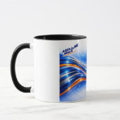 Aqualume Wave Shirt – Blauw Oranje Abstracte Stroo Mok (Links)