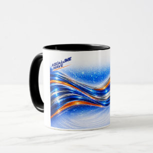 Aqualume Wave Shirt – Blauw Oranje Abstracte Stroo Mok