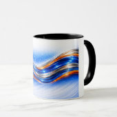 Aqualume Wave Shirt – Blauw Oranje Abstracte Stroo Mok (Voorkant rechts)
