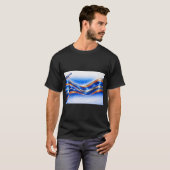 Aqualume Wave Shirt – Blue Orange Abstract Flow De (Voorkant volledig)