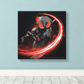 Aquaman | Afbeelding zwart Manta Red Swipe Canvas Afdruk (Insitu (Houten vloer))