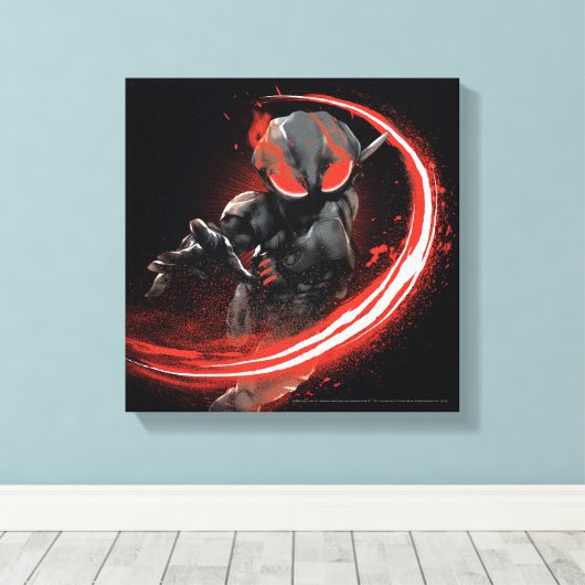 Aquaman | Afbeelding zwart Manta Red Swipe Canvas Afdruk (Insitu (Houten vloer))