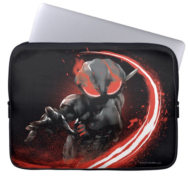 Aquaman | Afbeelding zwart Manta Red Swipe Laptop Sleeve (Voorkant)