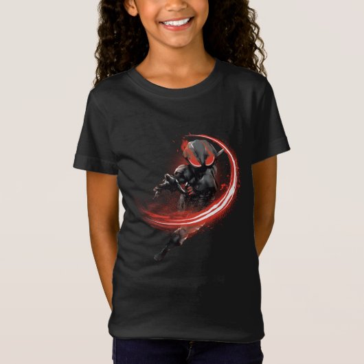Aquaman | Afbeelding zwart Manta Red Swipe T-shirt (Voorkant)