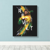Aquaman | Afgekeurd grafisch Aquaman "Revolt" Canvas Afdruk (Insitu (Houten vloer))