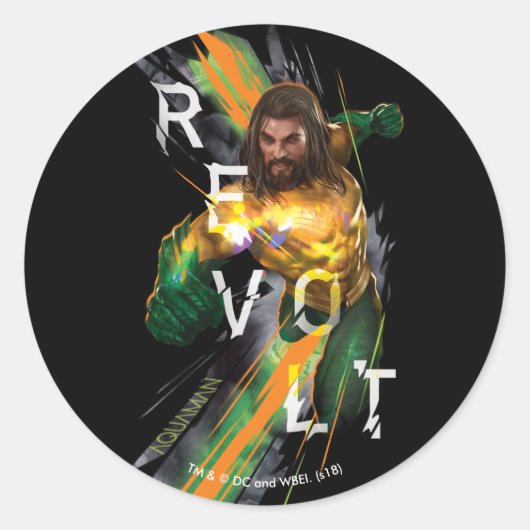 Aquaman | Afgekeurd grafisch Aquaman "Revolt" Ronde Sticker (Voorkant)