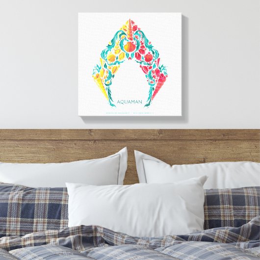 Aquaman | Aquaman & Mera Thed Seashell Logo Canvas Afdruk (Insitu (Slaapkamer))
