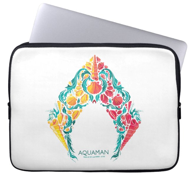 Aquaman | Aquaman & Mera Thed Seashell Logo Laptop Sleeve (Voorkant)