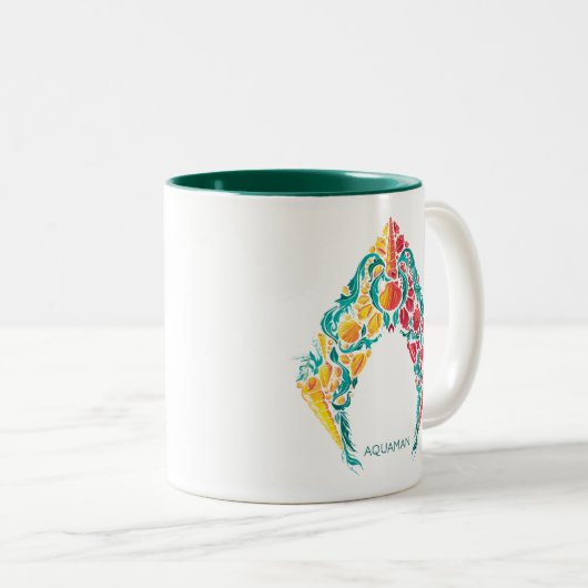 Aquaman | Aquaman & Mera Thed Seashell Logo Tweekleurige Koffiemok (Voorkant rechts)