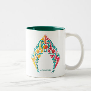 Aquaman   Aquaman & Mera Thed Seashell Logo Tweekleurige Koffiemok