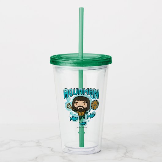Aquaman | Chibi Aquaman Undersea Grafisch Acryl Drinkbeker (Voorkant)